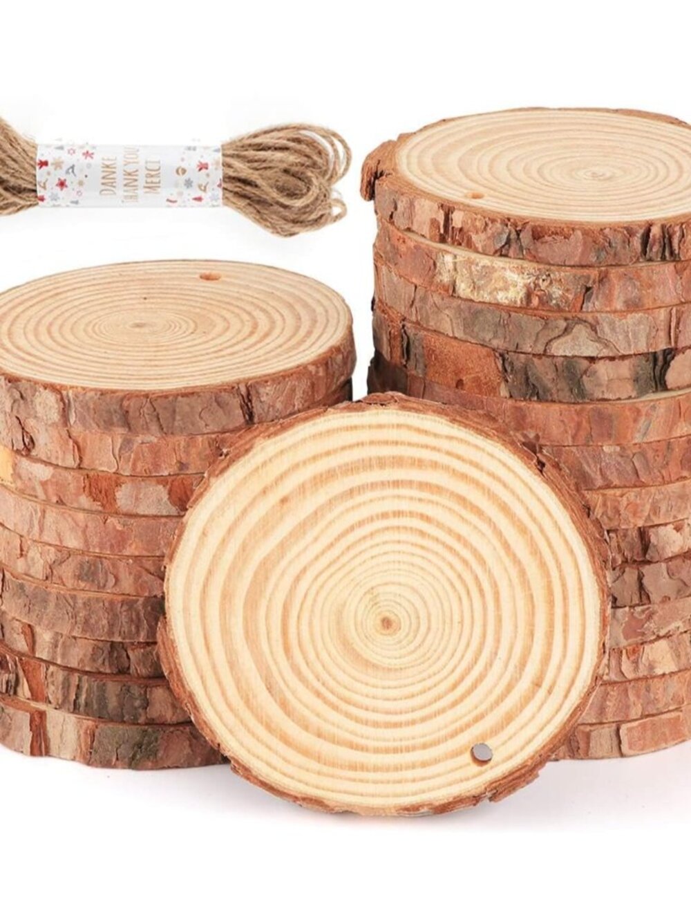 30Pcs Natural Wood Slices, 3.1''-3.5'' Unfinished Wood Crafts